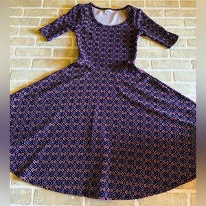 LuLaRoe Half Sleeve Dress with Purple and Blue Pattern